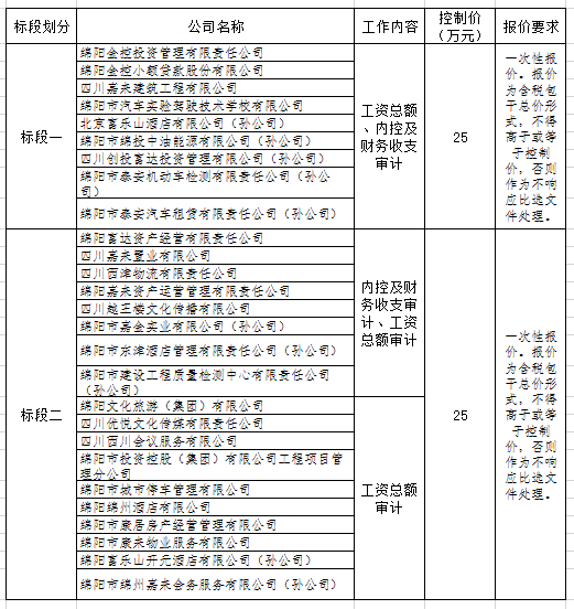 内控标段划分